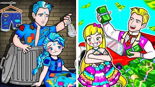 Amazing DIY Crafts - Rainbow Rapunzel Family Rich Become Poor Family - LOL OMG DIYs