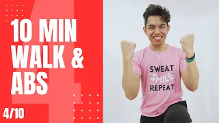 10 MIN WALK & ALL STANDING ABS Workout • DAILY ROUTINE, NO Jumping • Walking Workout #136