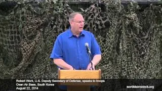 US Dep. Sec. of Defense, Robert Work, speaks to troops at Osan AB