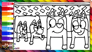 Draw and Color Bluey and His Family in Bed 🐶🐕💙🧡🛏️ Children's Drawings