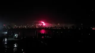 Watching Melbourne NYE-NYD 2023 fireworks from the pier at St Kilda Beach