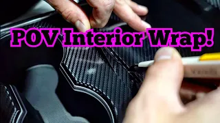 POV Gloss Carbon Fiber Interior Wrap - How to wrap your interior Tesla Model 3