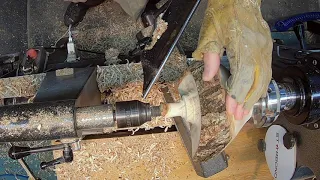 Woodturning Scoop Bowl in green Maple, Tournage sur bois d'un bol vert en érable