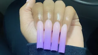 HOW TO OMBRÉ WITH POLYGEL | Purple Ombré Nails💜