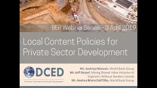 DCED Webinar: Local content policies for Private Sector Development