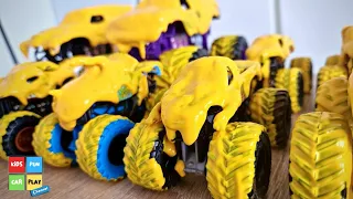 Messy Monster Truck Fun For Kids | Fall In Water | Grave Digger El Toro Loco