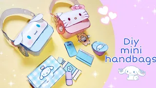 Diy mini paper handbag/how to make cute paper bag/diy sanrio crafts/mini handbags/diy paper bag