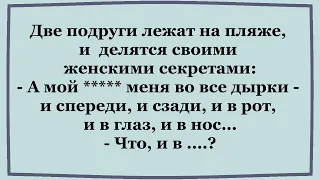 Подруги на пляже делятся женскими секретами...  Подборка смешных анекдотов.