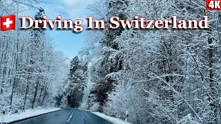 Switzerland 4K 🇨🇭 Frozen Lake ! Winter Wonderland | Driving through Canton Schwyz