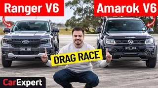 VW Amarok V6 v Ford Ranger V6 Dragparison: Drag race, sound test & 0-100!