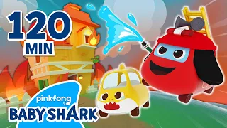 Fire Truck Rescues Baby Shark Friends | +Compilation | Baby Shark Toy Car Song | Baby Shark Official