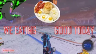 Rocket League but we eating breakfast