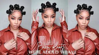 Jumbo Bantu Knots With Added Weave on Natural Hair | Quick and Easy Protective Style | SharronReneè