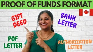 Proof of funds for Canada Immigration | Sample GIFT DEED | BANK LETTER | FORMAT FOR PROOF OF FUNDS