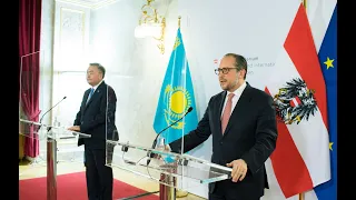 Gemeinsame Pressekonferenz mit dem Außenminister von Kasachstan, Muchtar Tileuberdi, 19. Jänner 2022