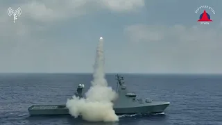 Israeli Navy tests Garbriel-5 Anti-ship missile from Sa'ar6 class Corvette