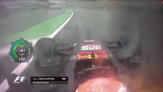 F1 2016 Verstappen Agressive Rainy Chasing Hamilton   Race Onboard   Brazilian GP   With Telemetry