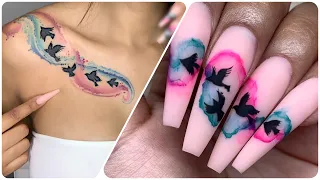 Tattoo Inspired Nail Art Tutorial | Watch Me Work | Acrylic Nails