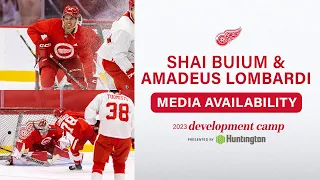 Shai Buium and Amadeus Lombardi following the 2023 Detroit Red Wings Development Camp 3v3 Tournament