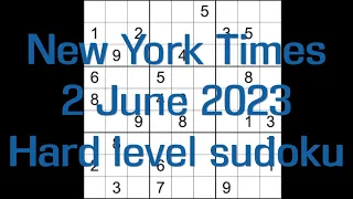 Sudoku solution – New York Times sudoku 2 June 2023 Hard level