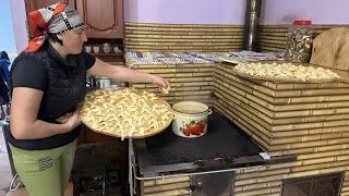 Pies with cheese for lunch high in the mountains