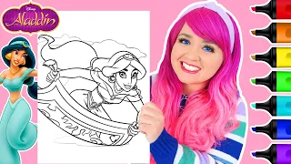 Coloring Princess Jasmine Magic Carpet Ride | Disney Aladdin Coloring Page | Ohuhu Paint Markers