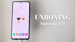 unboxing Samsung A71, prism crush black, android phone 2021, aesthetic, cute wallpaper