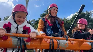 Masal and Öykü Giant Riding on the Swing / Funny Kids Video