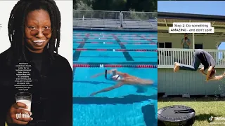 Got Milk? Katie Ledecky swam with a glass of chocolate milk on her head