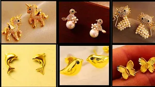 "Top 30 Small Studs Gold Earrings Designs//New model Baby girl earrings designs #trending#viral#gold