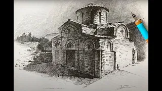 Pen and Ink Drawing | Shading and Drawing Architecture in Perspective | Byzantine Architecture