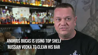 Cleaning bar with Russian Vodka in Protest of War