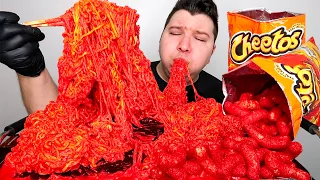 EXTREME HOT CHEETOS FIRE NOODLES • Mukbang & Recipe