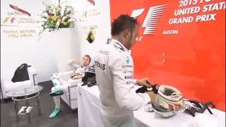 Nico Rosberg throwing the Cap P2 at Lewis Hamilton