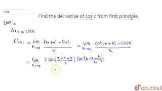 Find the derivative of cos x from first principle.
