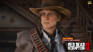 Red Dead Redemption 2 - Mission #95 - Gainful Employment [Gold Medal] ( 4K HDR ) Gameplay