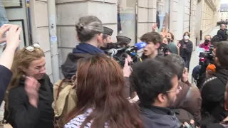 French students protesting in solidarity with Palestinians peacefully moved on by police