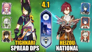 C0 Tighnari Spread DPS & Heizou National Team | Spiral Abyss 4.1 Floor 12 9 Stars | Genshin Impact