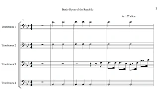 Battle Hymn of the Republic - Trombone quartet score