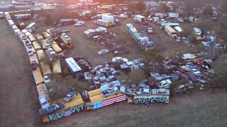 School Bus Graveyard - From the Sky