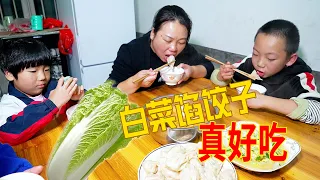 婆媳倆一起餃子，猪肉白菜餡，家人吃得津津有味 | Easy Cabbage Recipe! My family loves it!