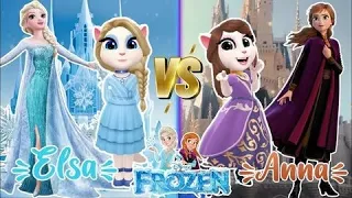 My talking Angela 2 😽 //  Elsa vs Anna Frozen//🧊    #cosplay  #video