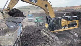 Caterpillar 374D Excavator Loading Mercedes And MAN Trucks - Interkat SA
