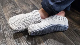 САМЫЕ ПРОСТЫЕ МУЖСКИЕ СЛЕДКИ БЕЗ ШВА!/MEN'S KNITTED SLIPPERS