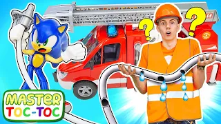 Le tuyau du camion de pompiers coule! Comment éteindre l'incendie? Jeux avec Sonic pour enfants.