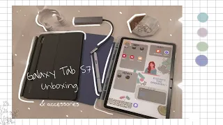 🥞Samsung Galaxy Tab S7 Aesthetic Unboxing📦✨| Mystic Navy Aesthetic + Accessories (Shopee Haul)🦄🐬