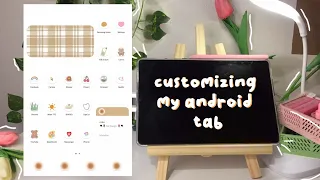 [customizing🌷] turning my android tab into a brown-pastel aesthetic theme~with samsung s6 lite🌾☕️