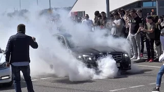 Crazy LOUD Fi-exhaust W204 C63 AMG | Revs and crazy burnout!!! | Saisonopening Motorworld