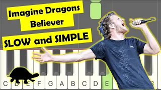 Imagine Dragons Believer easy piano tutorial (slow version)