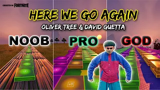 Oliver Tree & David Guetta - Here We Go Again - Noob vs Pro vs God (Fortnite Music Blocks) Map Code!